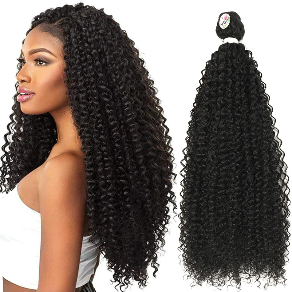 Synthetic Jerry Curly Hair Bundles Organic Fiber 28inch 100g Kinky Curly Hair Extensions Black Crochet Hair Heat Resistant Wave
