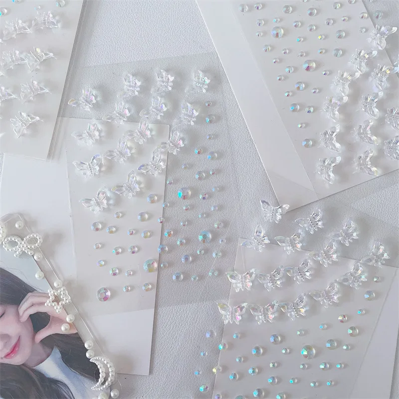 1 Pc Colorful Bling Eye Face Stickers DIY Scrapbooking Journaling Decoration Aurora Butterfly Diamond Princess Style Stickers