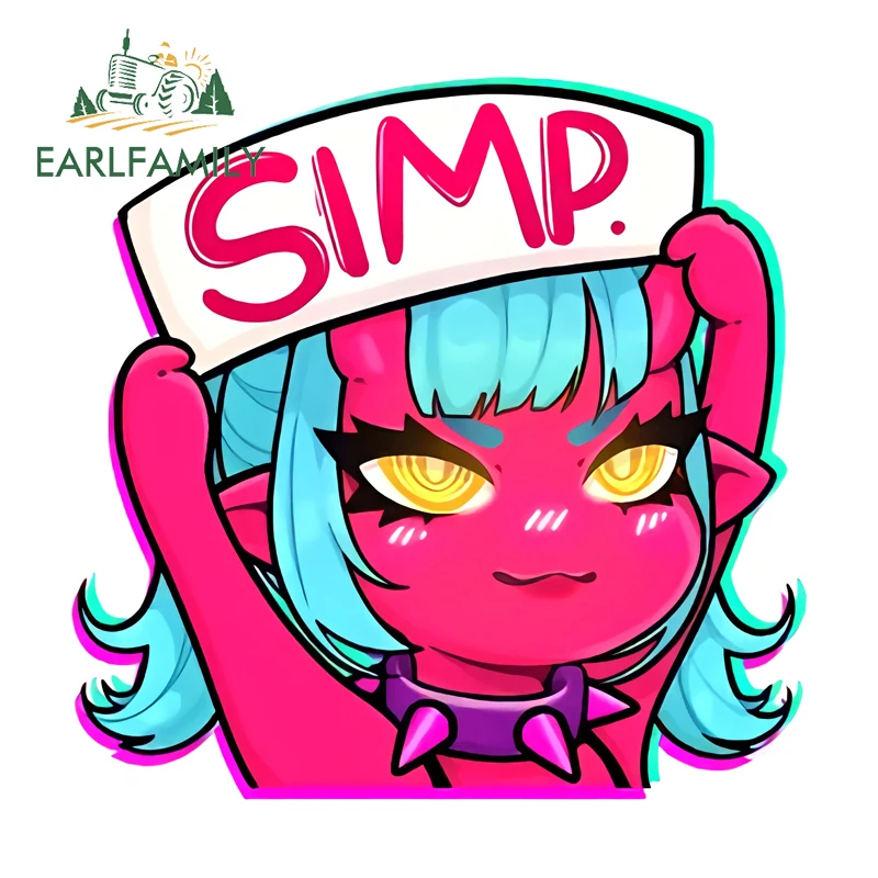 

EARLFAMILY Chibi Devil Cute Peeker Car Stickers Anime Red Big Eyes Computer Host Bottle Decal Sunscreen Decor Car Accessories