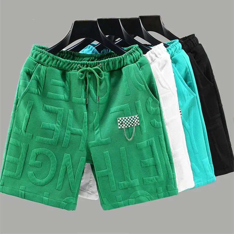 2024 Summer New Fashion Knitted Shorts Men Comfortable Elastic Waist Clothing Male Breathable Short Trousers