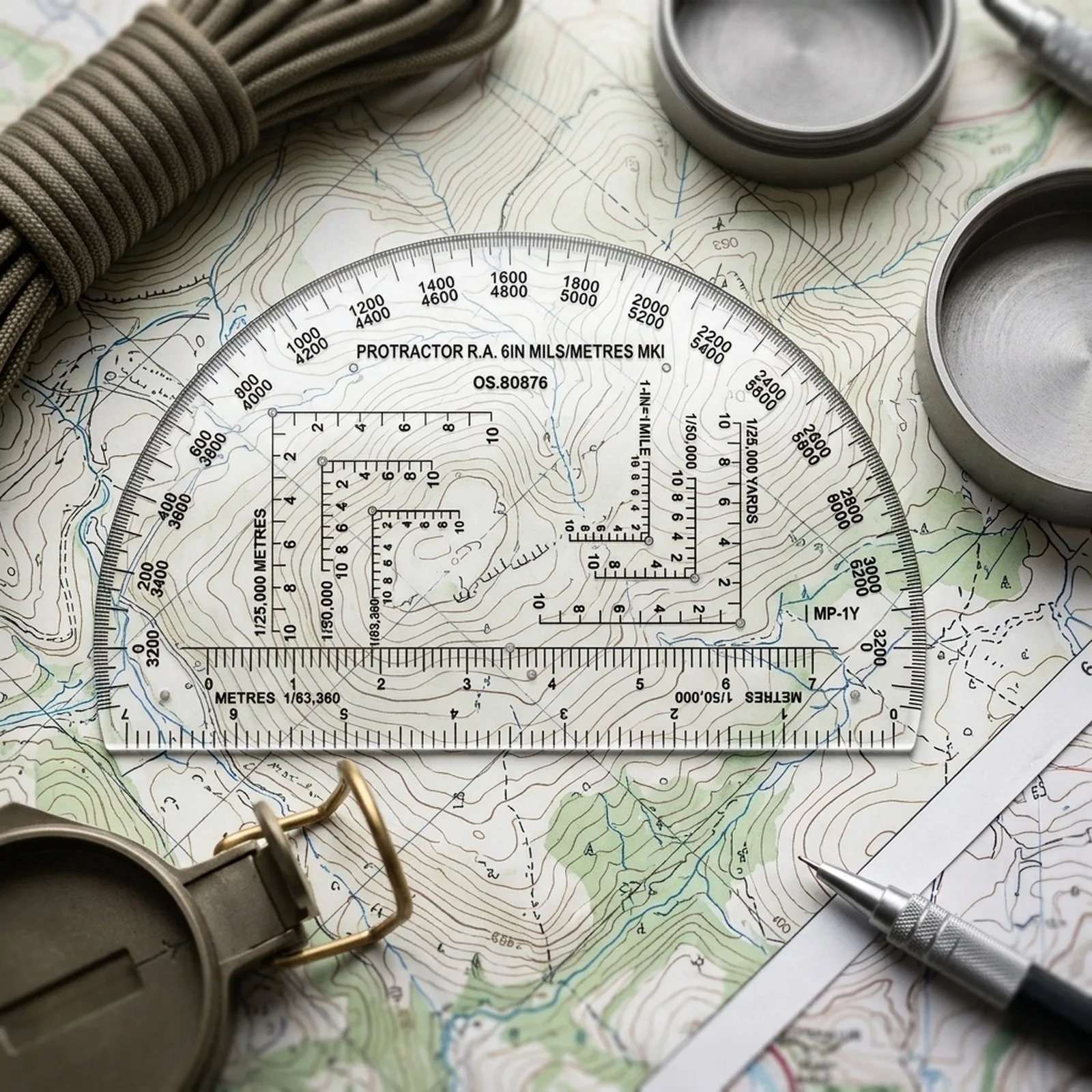 Transparent PP Protractor Coordinate Scale Ruler For Map Reading Land Navigation G2AB Training School Teaching Tool
