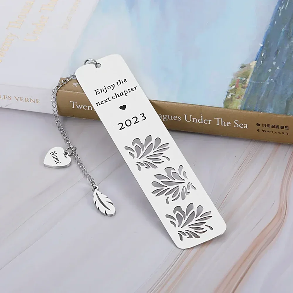 Personalised Engraved Name Date Hollow Pattern Book Mark Customized Stainless Steel Bookmarks for Women Jewellery Gifts Memorial