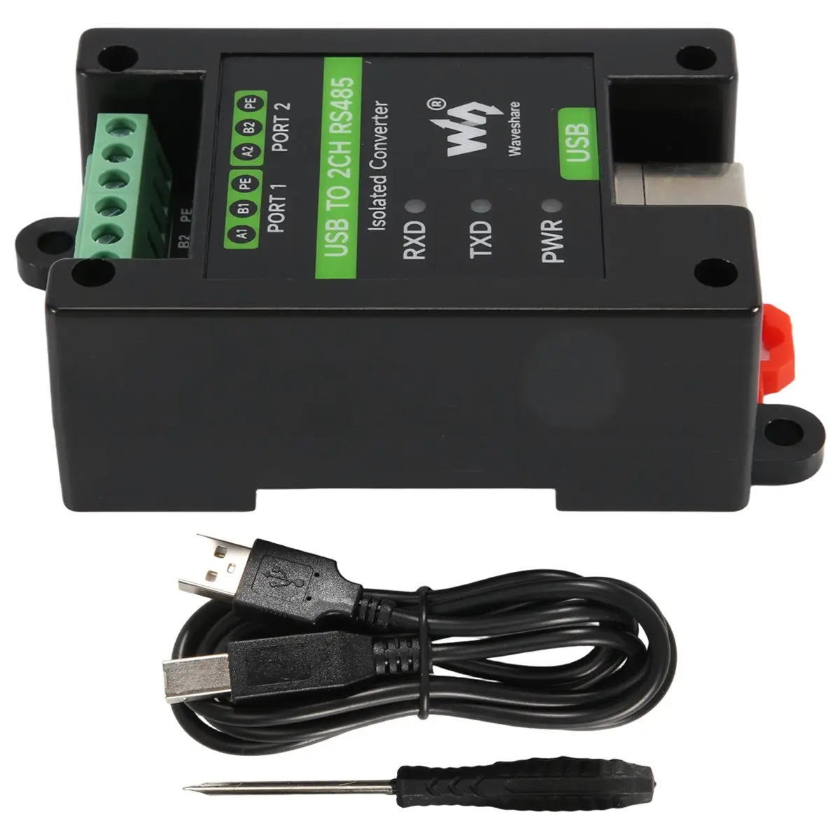 AT42  USB to 2 Channel RS485 Industrial Grade Isolated Converter FT2232HL Support Wall and Din Rail