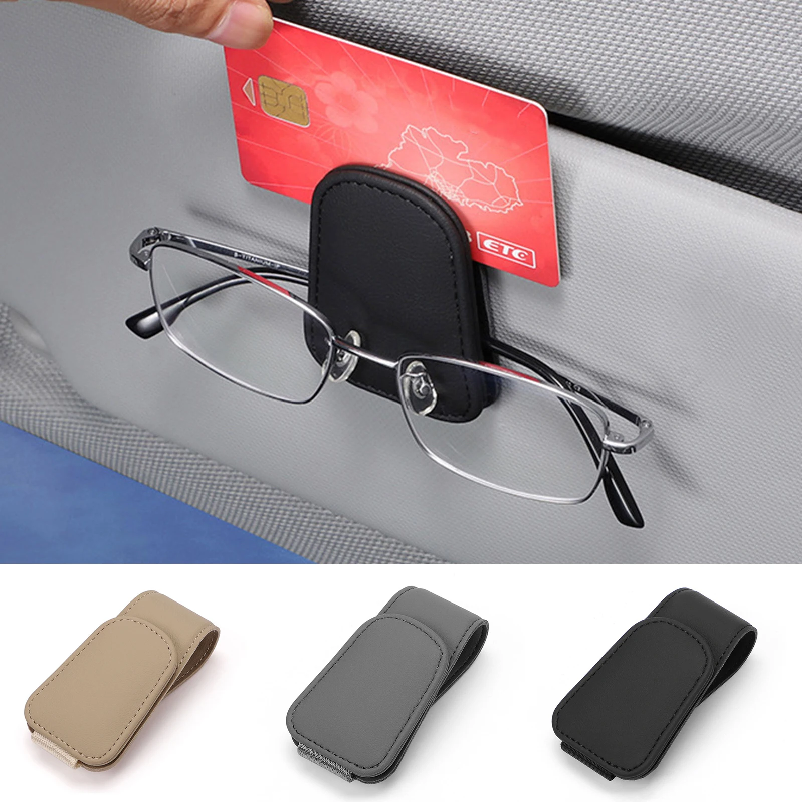 Car Glasses Holder Universal Sun Visor Clip Sunglasses Holder Microsoft Leather Eyeglasses Hanger Ticket Clip glasses