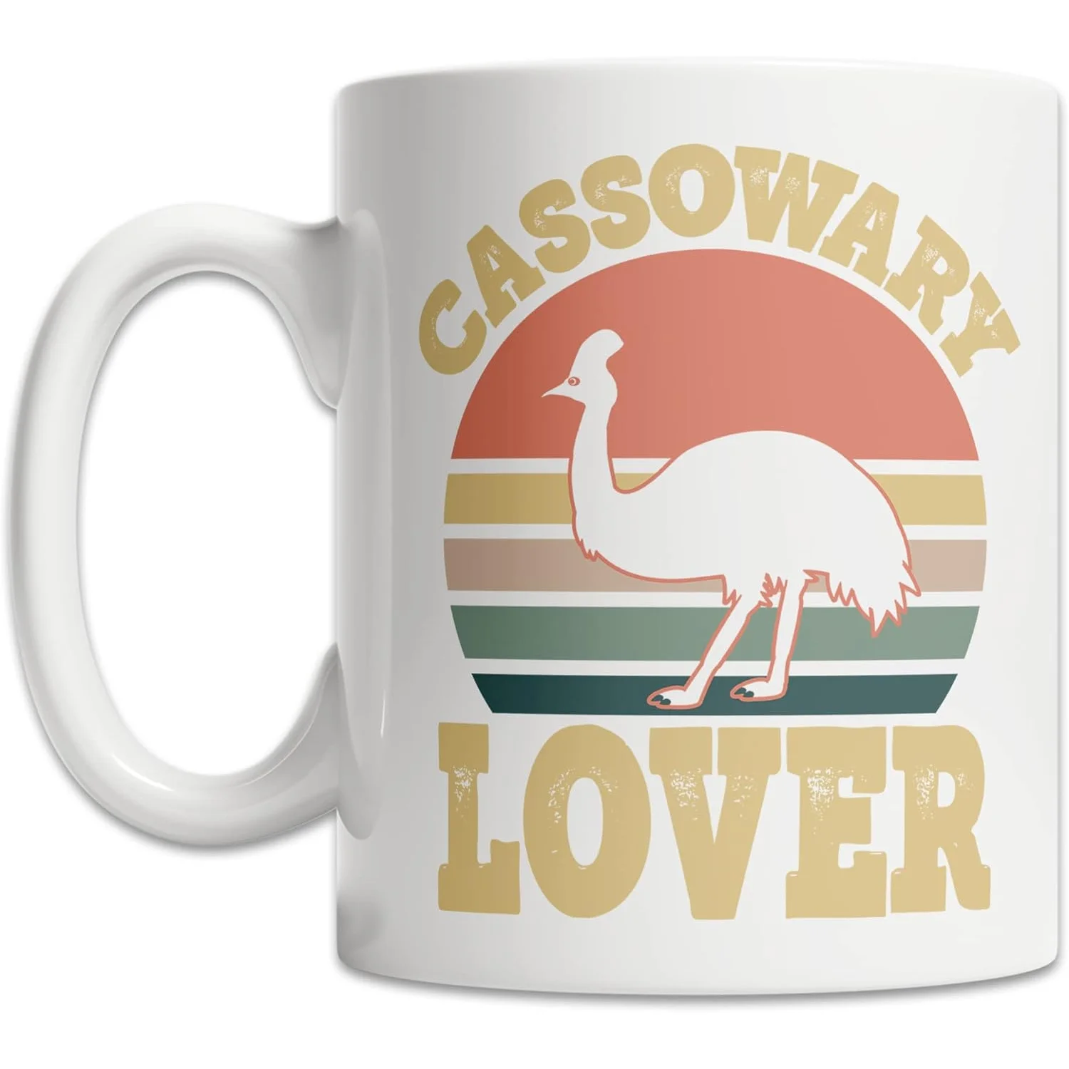 Ceramic Coffee Mug Cassowary Lover Vintage Sunset Design 11oz Funny Bird Enthusiast Gift for Animal Fans