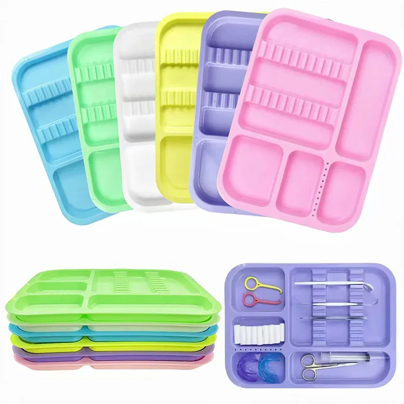 

Лотки для стоматологических инструментов, красочные автоклавируемые пластиковые разделители одонтологии, разделенная коробка для размещения, стоматологические лабораторные инструменты