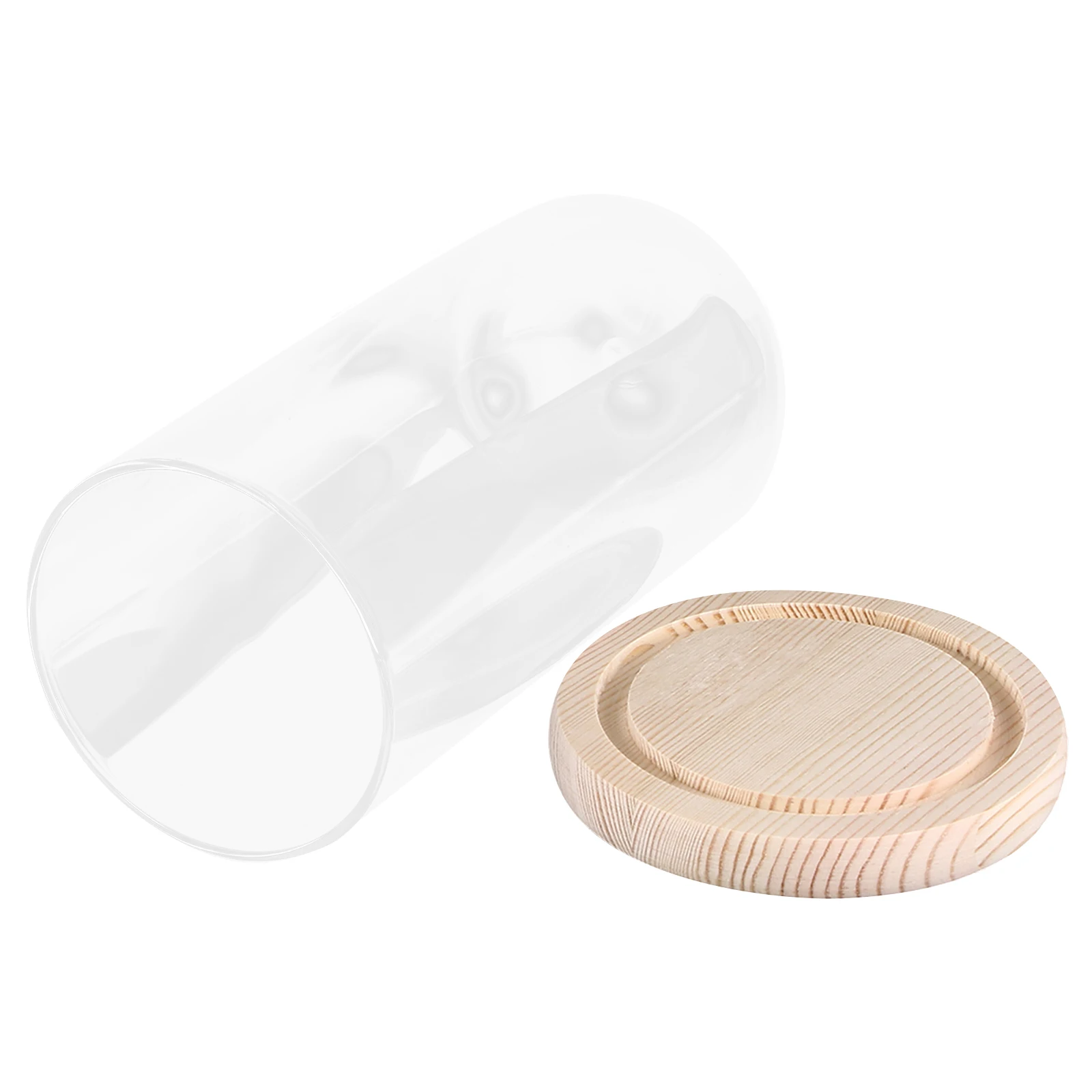 

9x24cm Eternal Flower Glass Dome Premium Transparent Handmade Wooden Base Decorative Display Case for DIY Craft Gift Storage