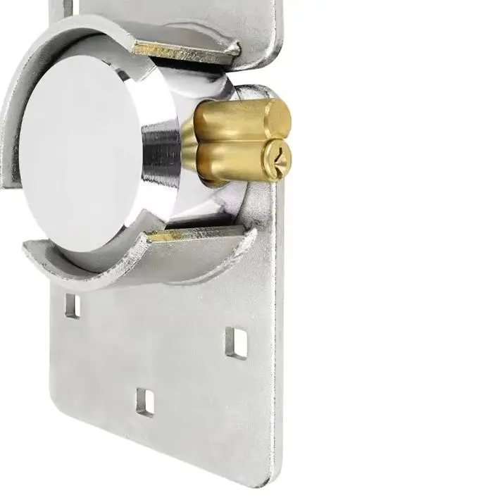 

Heavy Duty Keyed Alike Puck Lock & Hasp – High Security Steel, Hidden Shackle, 2 Keys for Trucks, Gates, Vans, Vendors