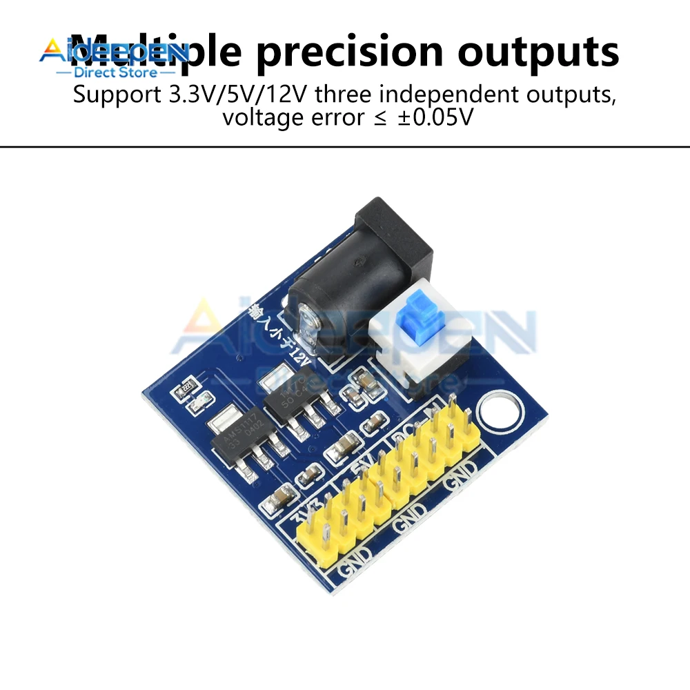 전원 모듈 3.3v 5v 12v 다중 출력 전압 변환 모듈 DC-DC 6-12V ~ 3.3V 5V 12V 800mA
