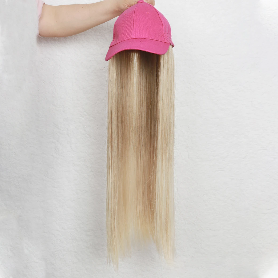 Long Straight Synthetic Baseball Cap Hair Wig for Girl Hair Wig Naturally Connect Hat Wigs Adjustable