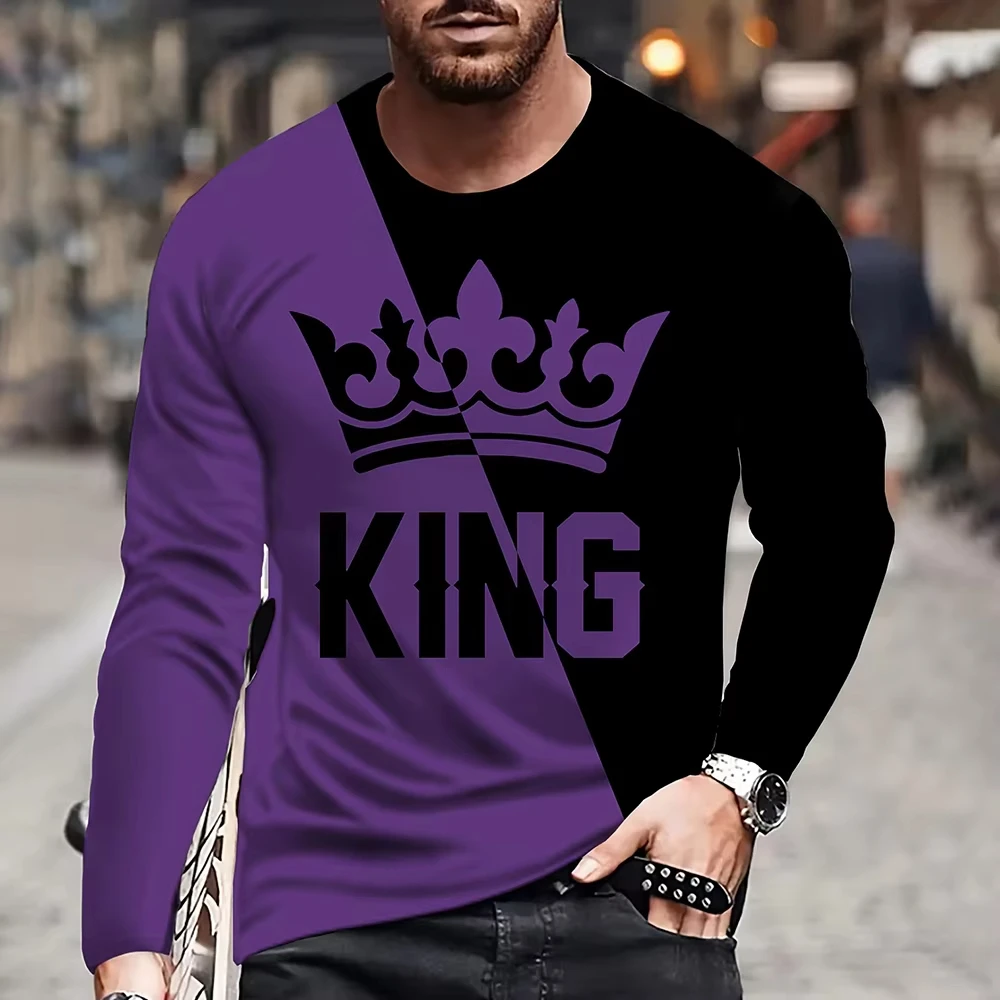 

Vintage 3D Printed Men's Crew Neck T-Shirt Casual Long Sleeve Oversized T-Shirt Fashion Menswear