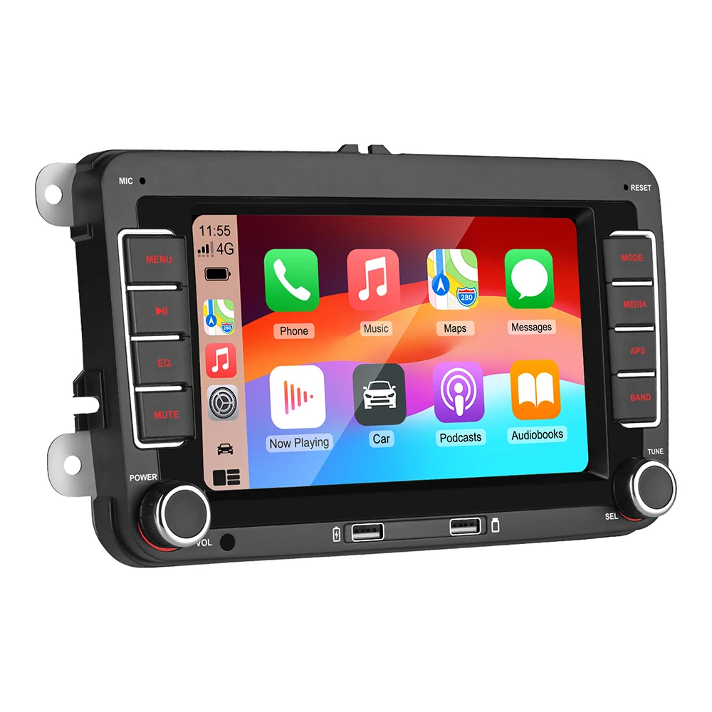 7 "2 Din HD Auto Media Video RDS Airplay Autoradio CarPlay Android Auto Stereo Audio Voor Volkswagen/Seat/Skoda/Passat/Golf/Polo - afbeelding 1