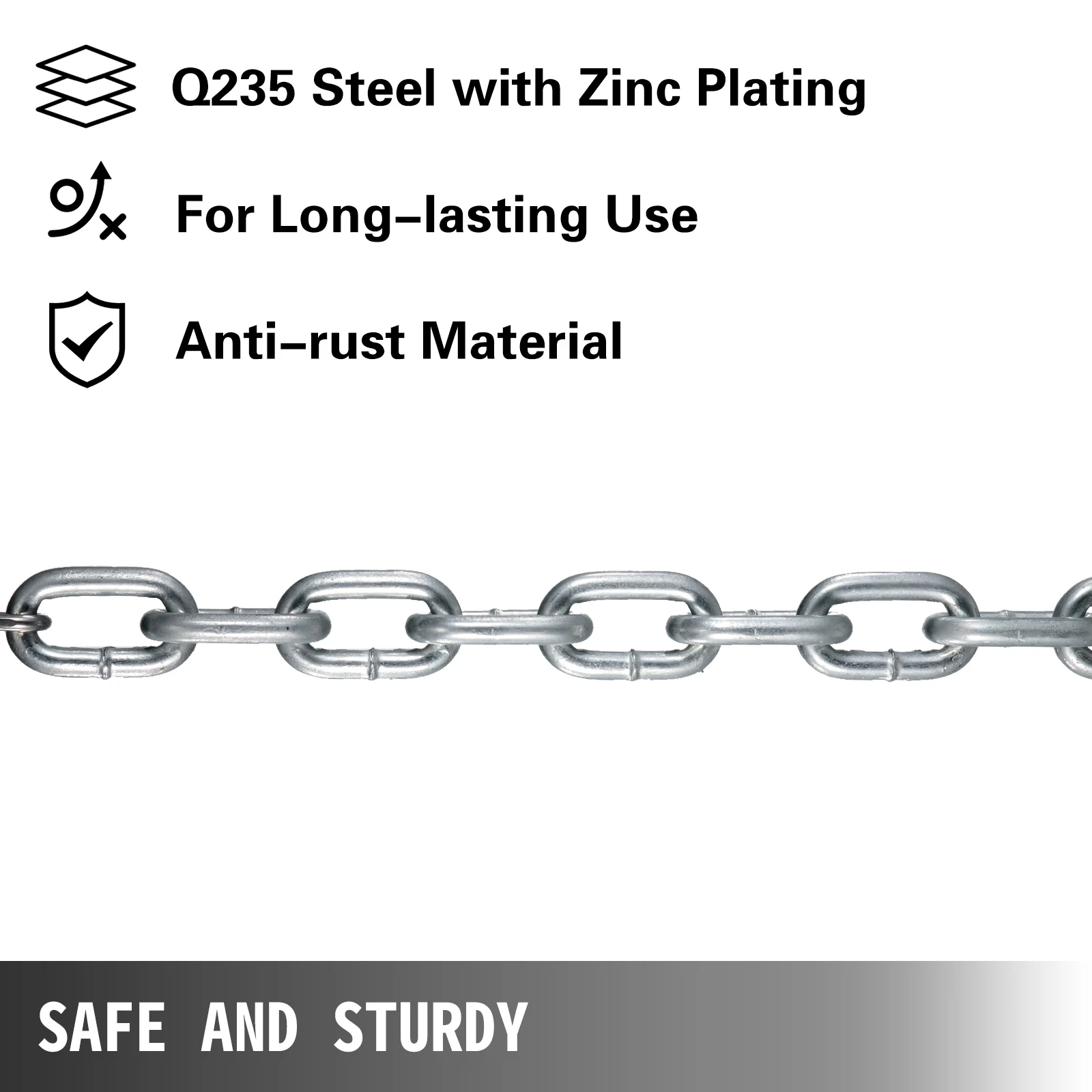 VEVOR Cadenas de Elevación Sólidas para Cuerpo 20 kg Cadena Levantamiento Pesas Plata 1.6m Ajustable Enlace Cadena Hueco Olímpicos Color Plata Cadena Entrenamiento para Entrenamientos Múltiples