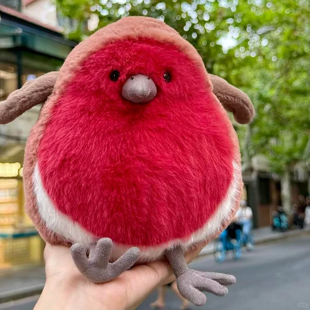 Peluches de Robin gordo de 20cm, Animal relleno de dibujos animados, muñeco Robin de ciruela, juguete de pájaro de peluche muy suave, regalos de cumpleaños esponjosos para niña