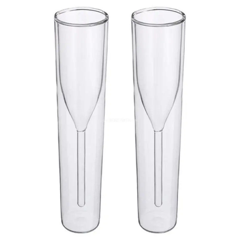 2pcs Double Wall Champagne Glasses Flutes Bubble Wine Tulip Cocktail Wedding Party Cup Goblet Bubble Sparkling Glasses Dropship