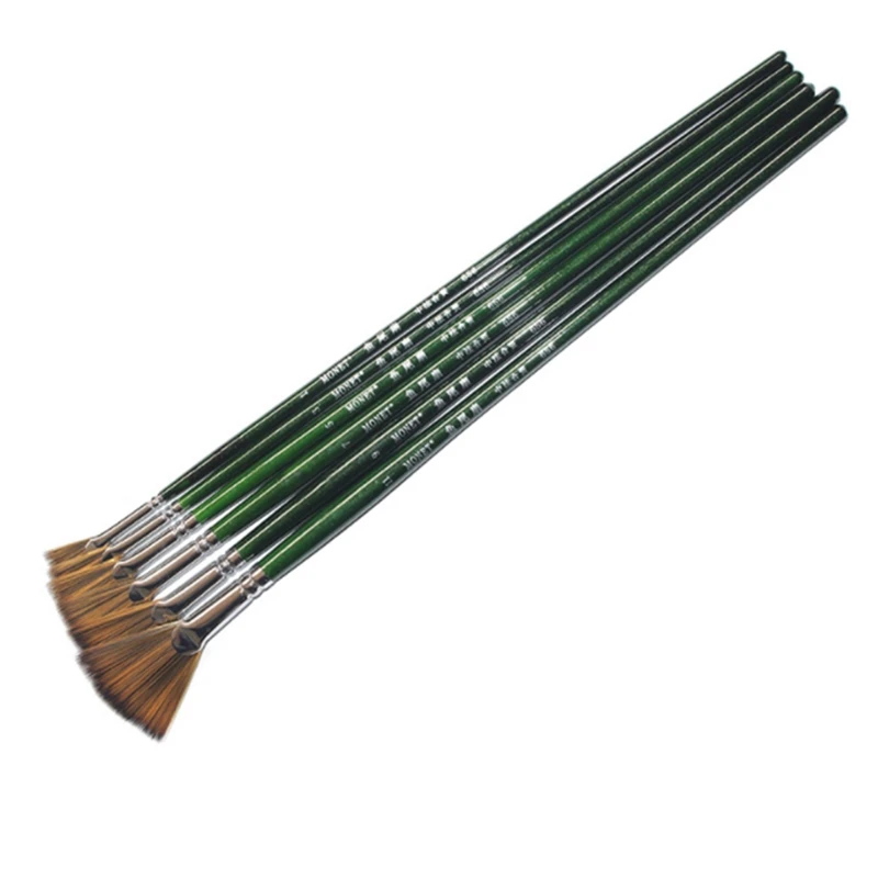 MONET 6 шт./компл. набор нейлоновых кистей в форме веера, гуашь, художественные принадлежности, ручка для рисования, масляная кисть, студенческие канцелярские принадлежности