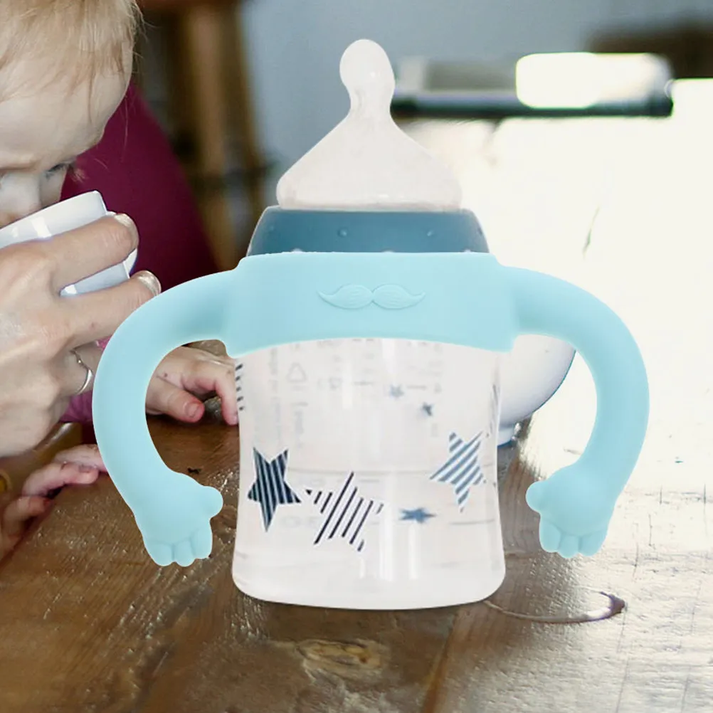 

2Pcs Silicone Baby Bottle Handle Universal Fit for Feeding Bottles Lightweight Portable Convenient Grip for Toddlers Milk Bottle