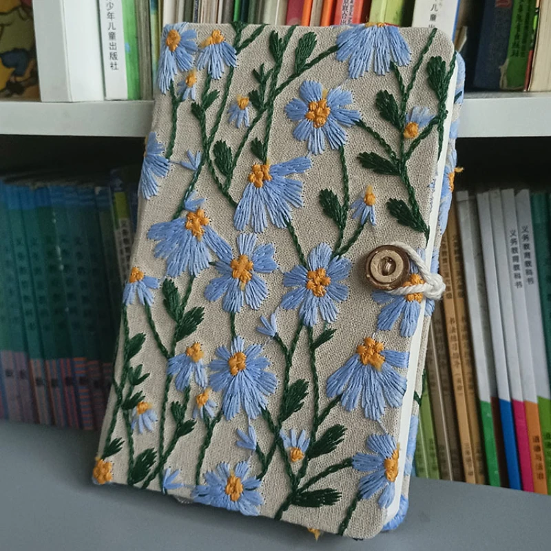 A5/A6 Fabric Embroidery Notebook Thickened 100g Horizontal Line Handbook Student School Writing Stationery Office Accessories