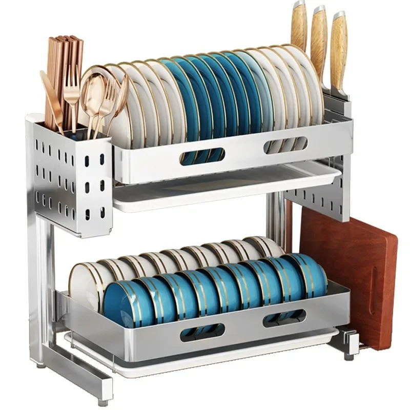 

304 stainless steel bowl rack, cabinet drain rack, kitchen rack, multi-functional filter, tableware and dish storage rack