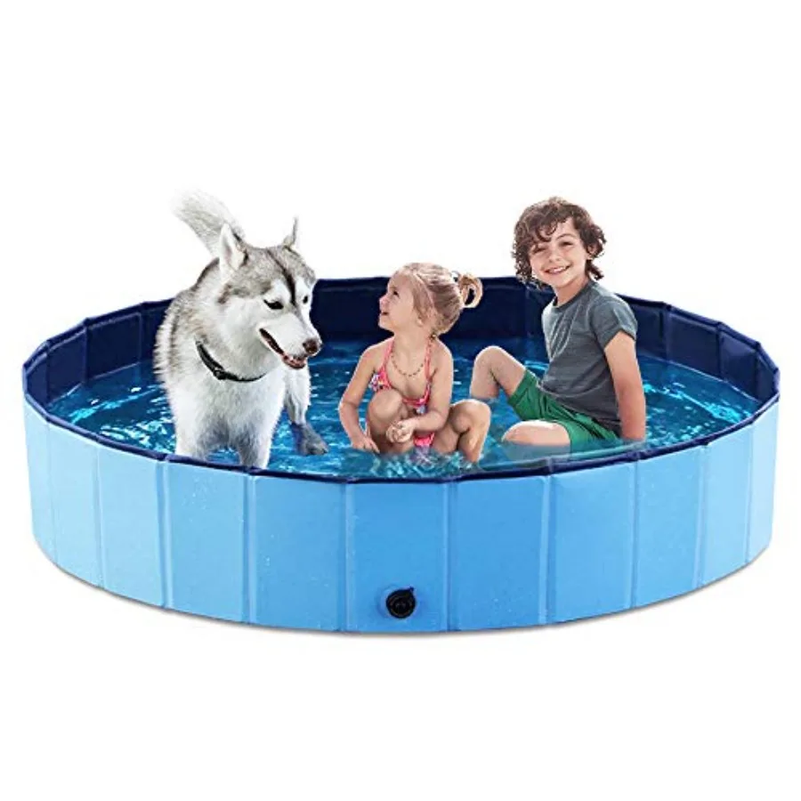 

Foldable Bath Pool Collapsible Pool Bathing Tub Kiddie Pool for Puppy Small Medium Large Dogs Cats and Kids 63" Blue