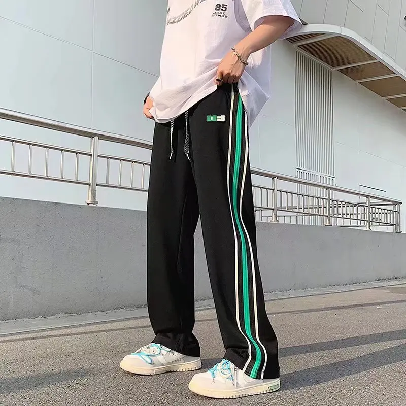 

2022 Ropa Stripe Joggers Men Baggy Tracksuit Pants Students Daily Casual Korean Fashion Sweatpants Women Long Trousers Pantalon