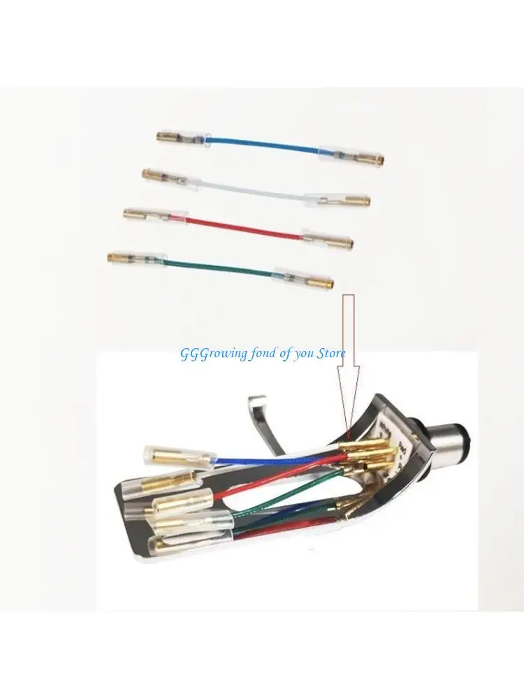 

H9EB 4 Pieces/set Leads Wires Header Wire Cable for 1.2-1.3mm Pins Turntable Phono Headshell Tonearm