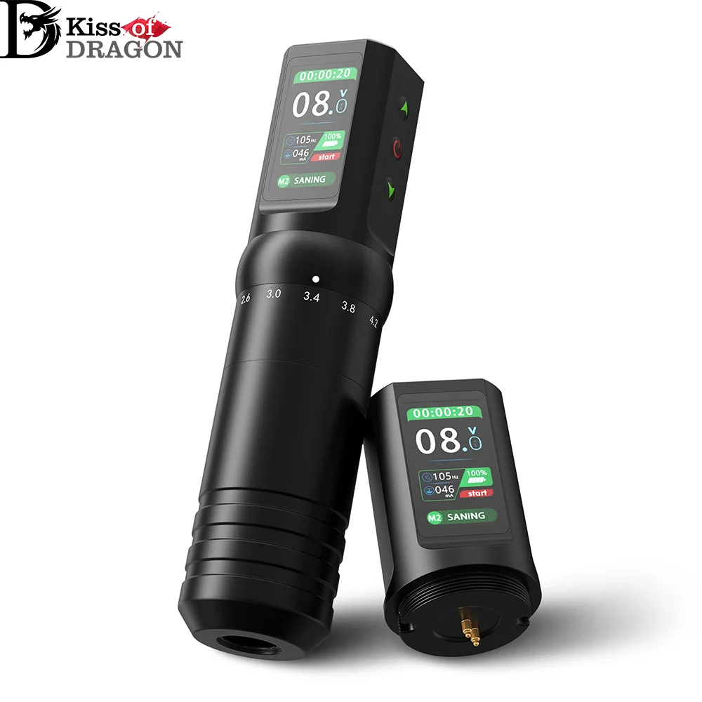 

Kiss of Dragon Professional Tattoo Pen Adjustable 2.0-4.2mm Stroke 1600mAh Battery Tattoo Power Supply for all kinds of tattoos