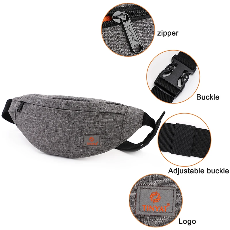 TINYAT New Women Casual Waist Pack Bag Brand Canvas Shoulder Fanny Packs Women Belt Bag Pouch For Money Phone Black Bum Hip Bag