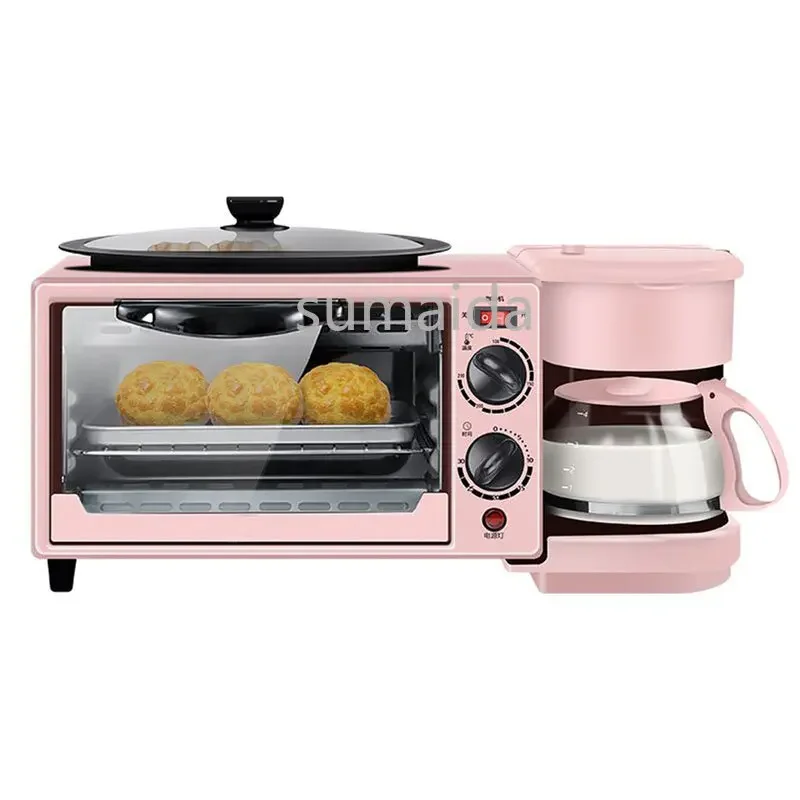 

Home Use 3 In 1 Breakfast Makers Multi Function Breakfast Machine with Electric Heater 9L Toaster Oven Coffee Maker Frying Pan