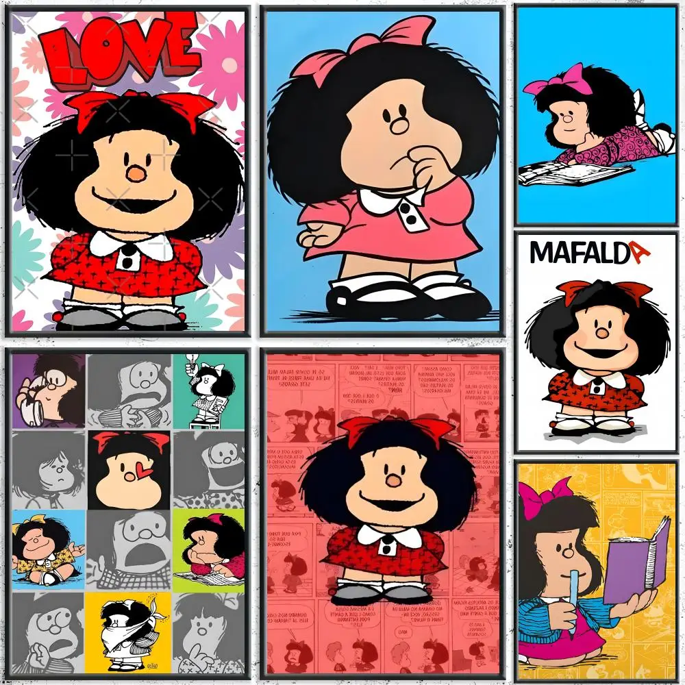 Cute Cartoon Mafalda Painting Calligraphy HD Canvas Poster Crease Free Waterproof All Space Wall Decor