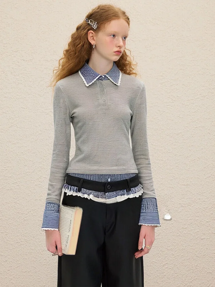 

ZhuoZhi Korean Sle Collar Splice Hooded Long Sve Waist Cinched irt Women's Spring New Faion Breathable Skin-Fri...