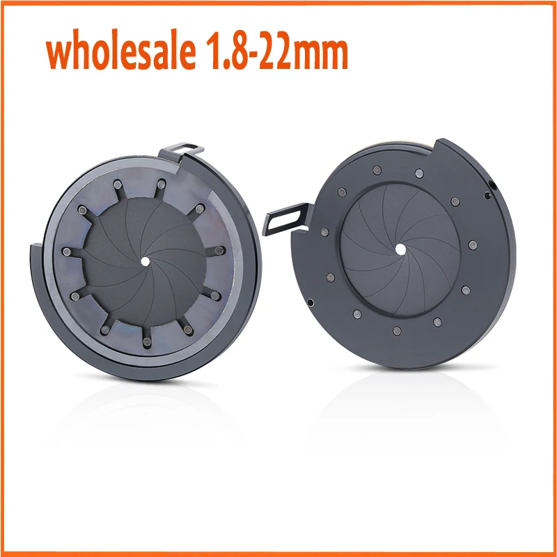 1.8-22MM Metal Adjustable Zoom Iris Diaphragm Aperture Condenser Adapter with 11pcs Blades for Digital Camera Microscope