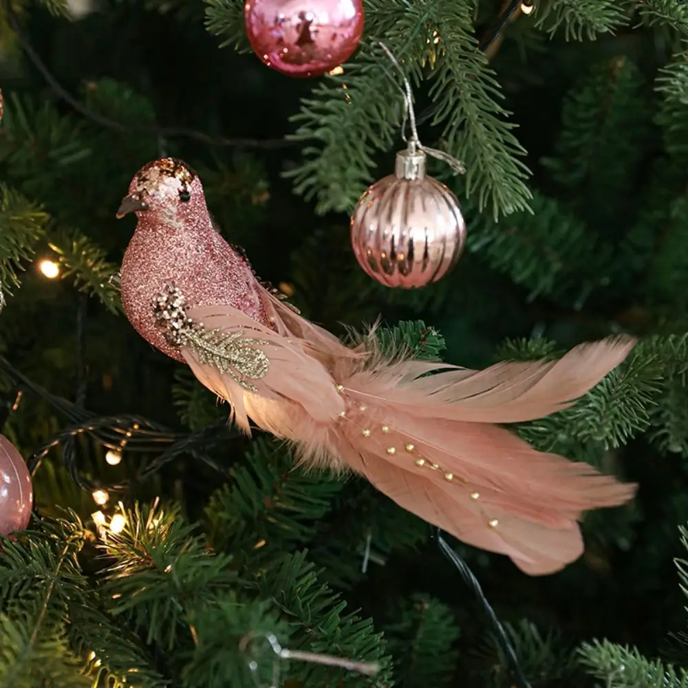 Colorful Christmas Birds Ornament Realistic Artificial Simulated White Bird Pendant Exquisite Handmade Christmas Tree Decoration