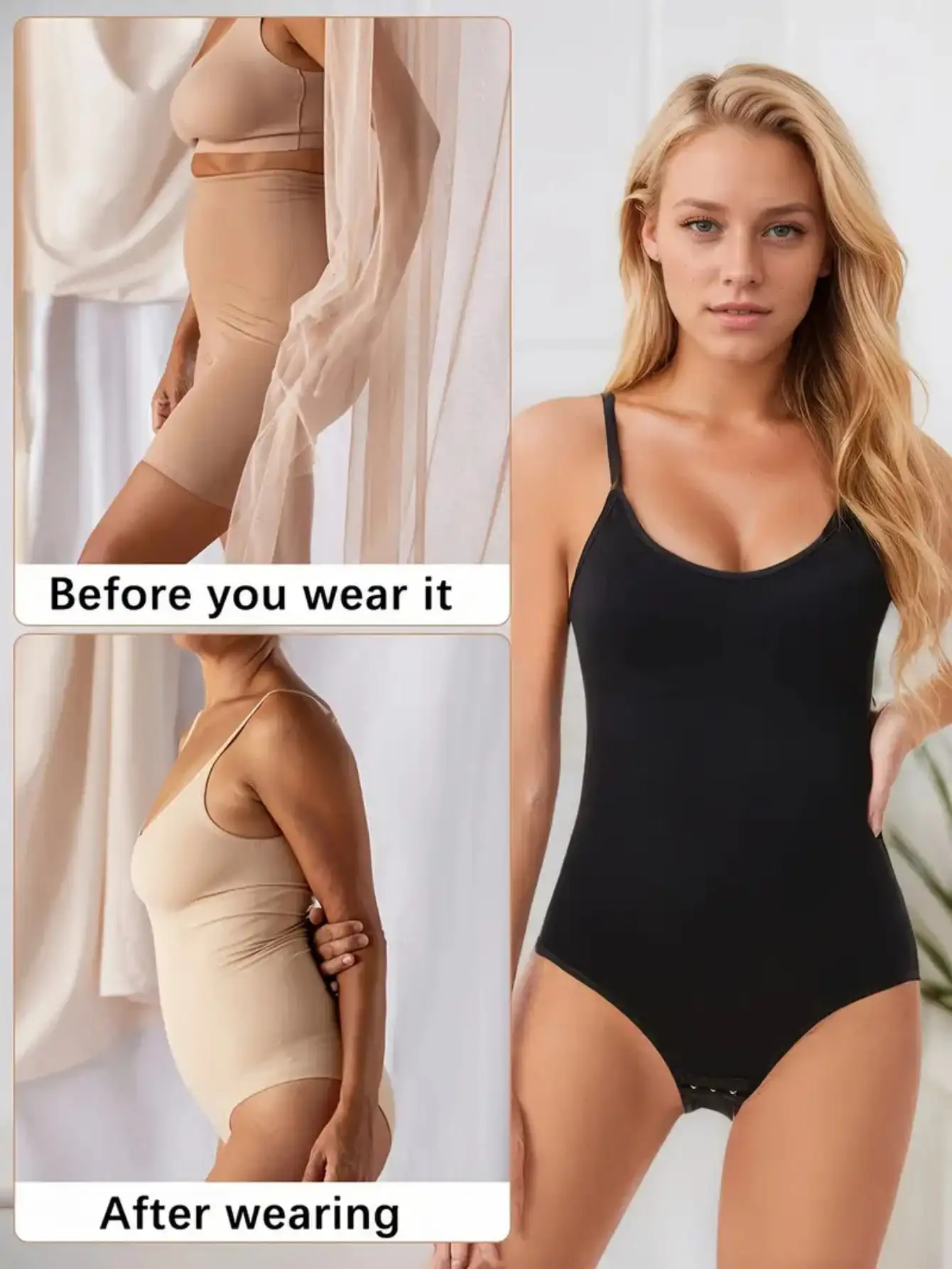 BWQ 3-teiliges nahtloses Shapewear-Korsett-Set – Taillentrainer, Bauchkontrolle und Po-Lifting, Hüftschlanker