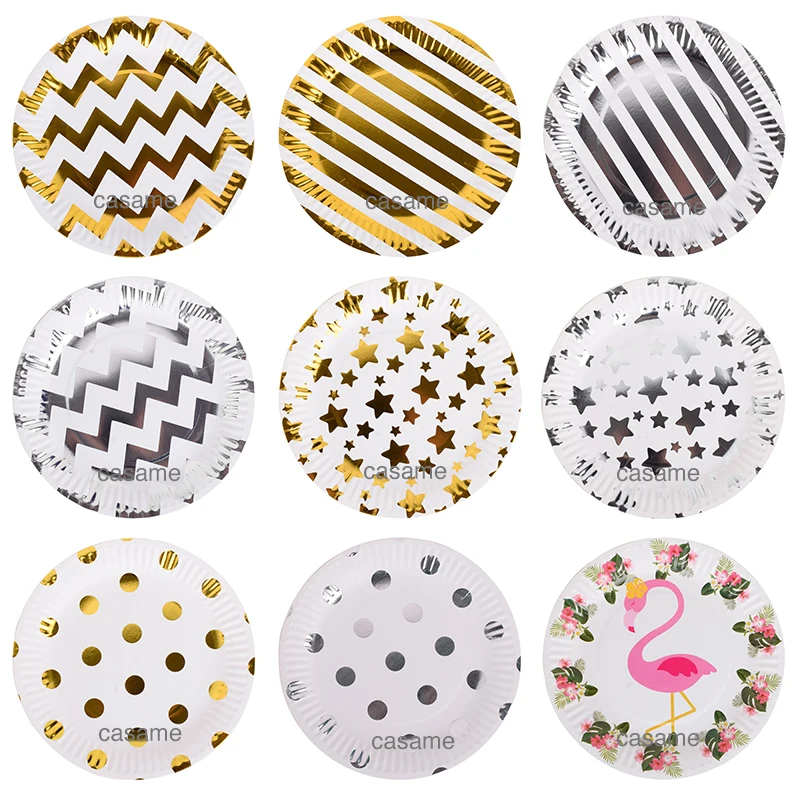 Pink Blue Stripe Dot Disposable Tableware Sets Paper Cups Plate Straws Fork Disposable Sets Wedding Birthday Party Decorations