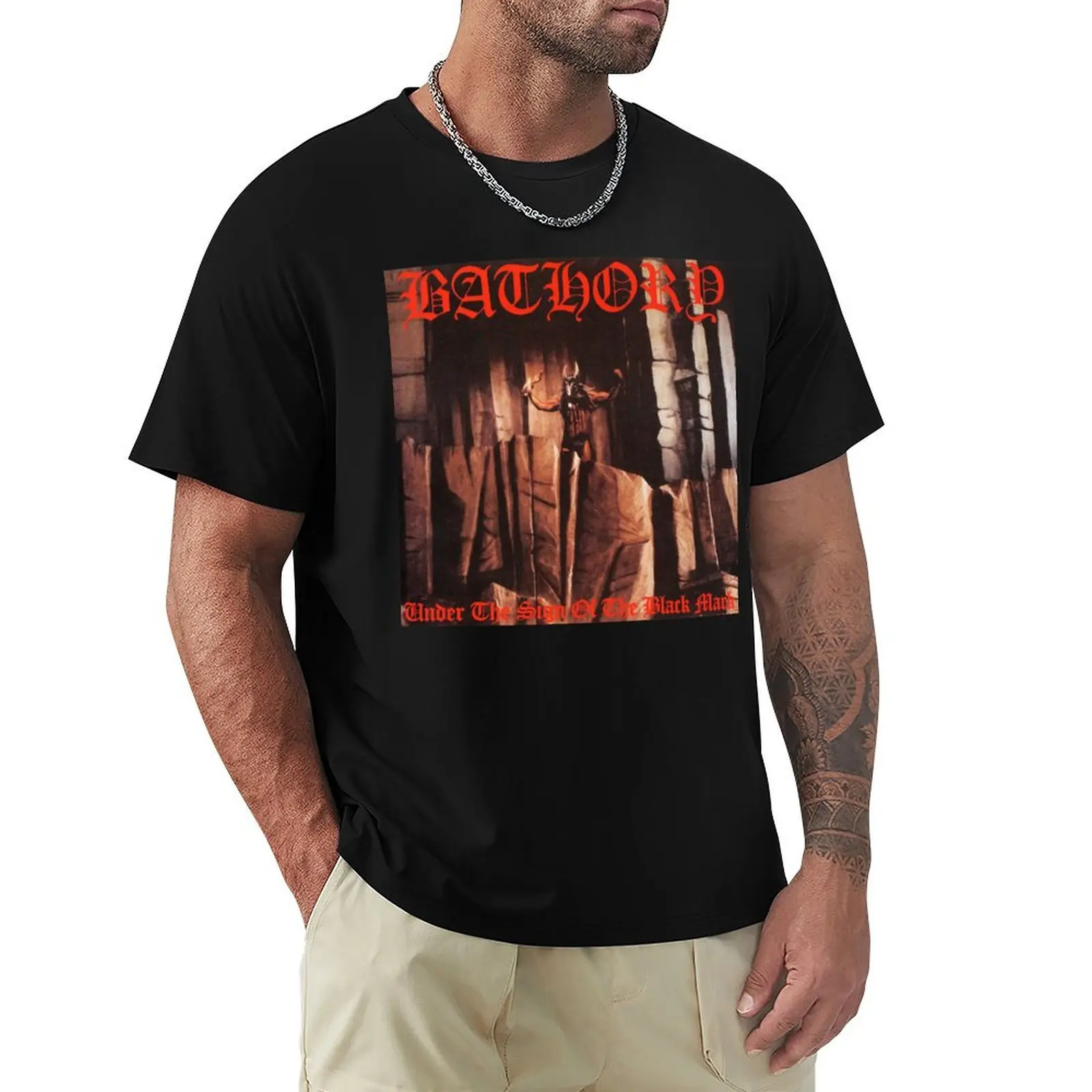 Bathory Under the Sign of the Black Mark Album Cover T-Shirt boys animal print men t shirt