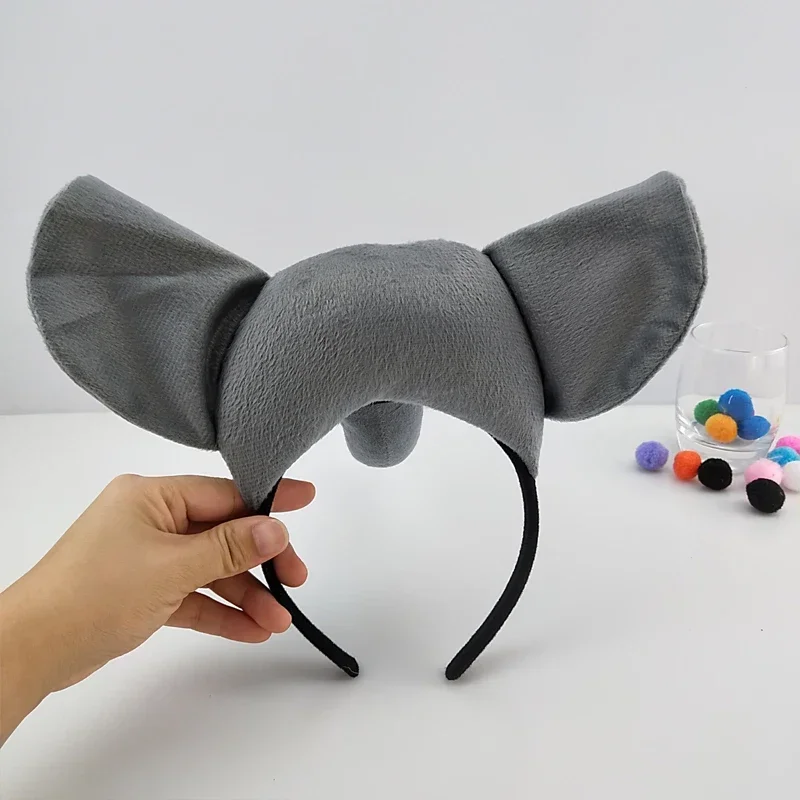 Adults Kids Plush Animal Elephant Ears Headband Bow Tie Tail Paws Gift  for Birthday Party Costume Christmas Halloween