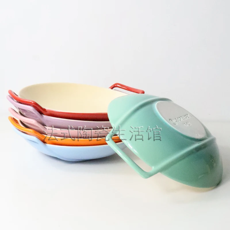 

Le Creuset Rainbow adient Double Ear Plate Heat Resistant Large Deep Di 22cm Pot aped Fruit Salad Vegetable round Plate