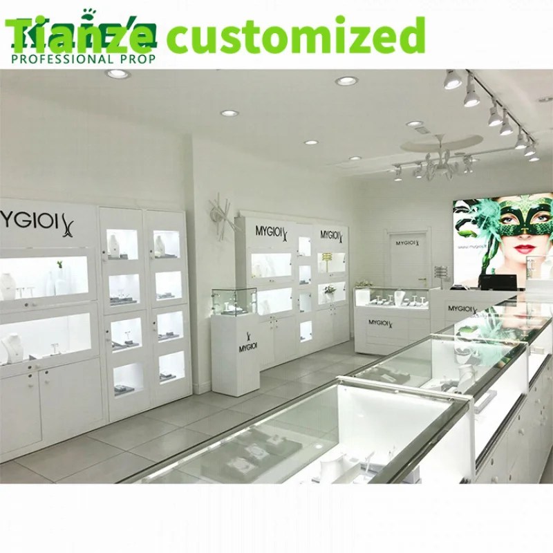 

Customized-customised top design decoration glass jewelry display shop furniture