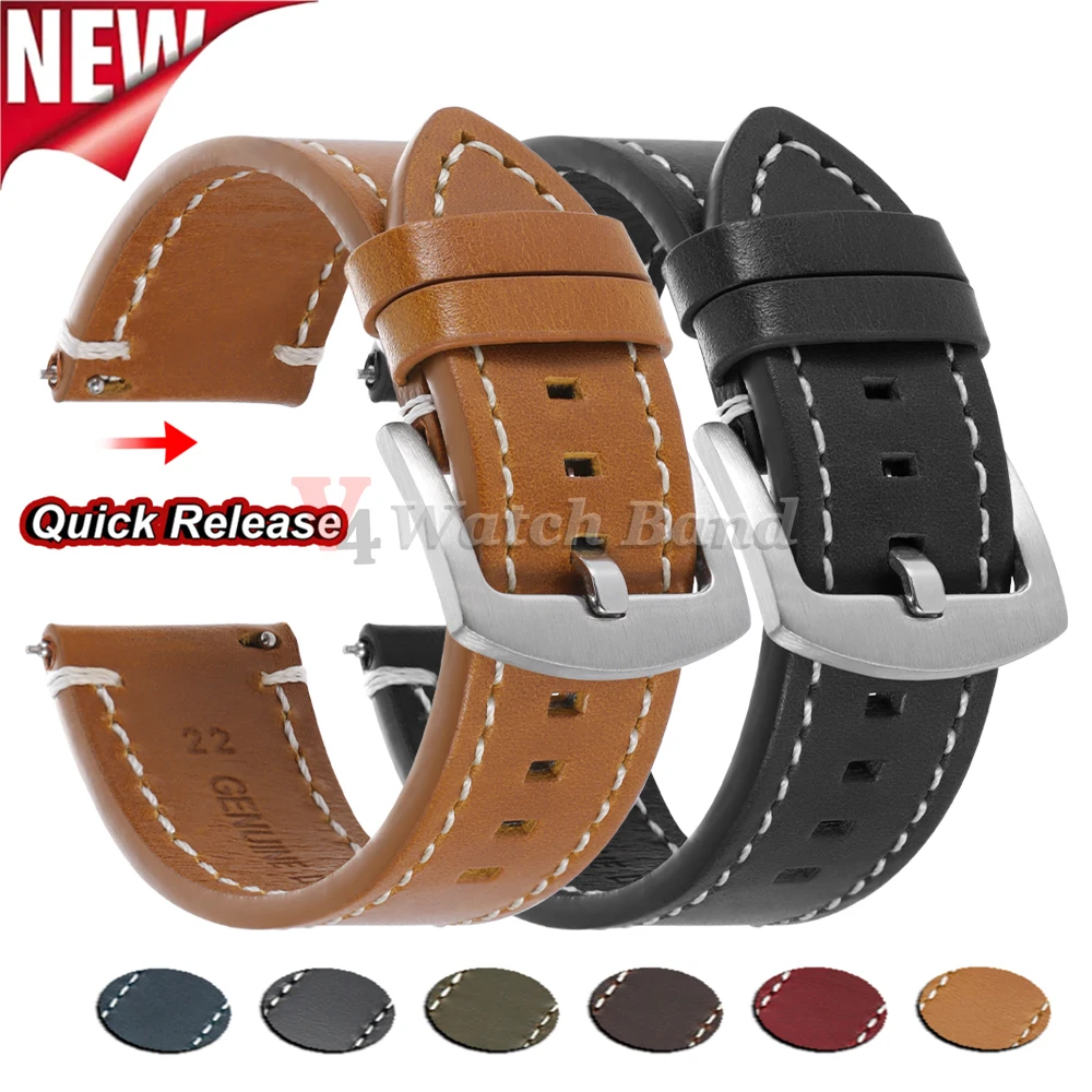 Neues 20mm 22mm Vintage Braunes Armband für Omega für Rolex für Seiko für Citizen Schnellwechsel-Armband Herren Damen Rindsleder-Armband