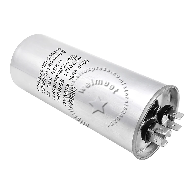1pcs CBB65 AC450V 50/60Hz Starting Capacitor For Air Conditioner Compressor 5/6/8/10/12/15/20/25/30/35/40/45/50uF