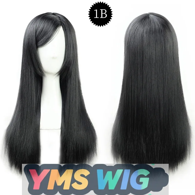 YMS 가발 롱뱅 유니버설 롱 스트레이트 헤어 코스 가발 60cm52 컬러 모피 소녀 모델링 애니메이션 캐릭터