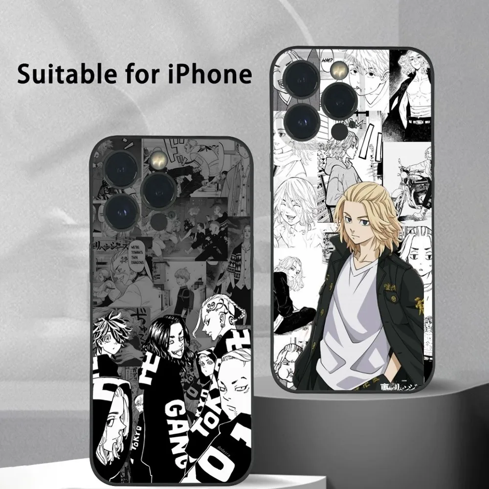 T-Tokyo R-Revengers Anime Phone Case For iPhone 15 14 13 12 11 Pro Xs Max Mini XR X 78 Plus Black Frosted Soft Shell Funda