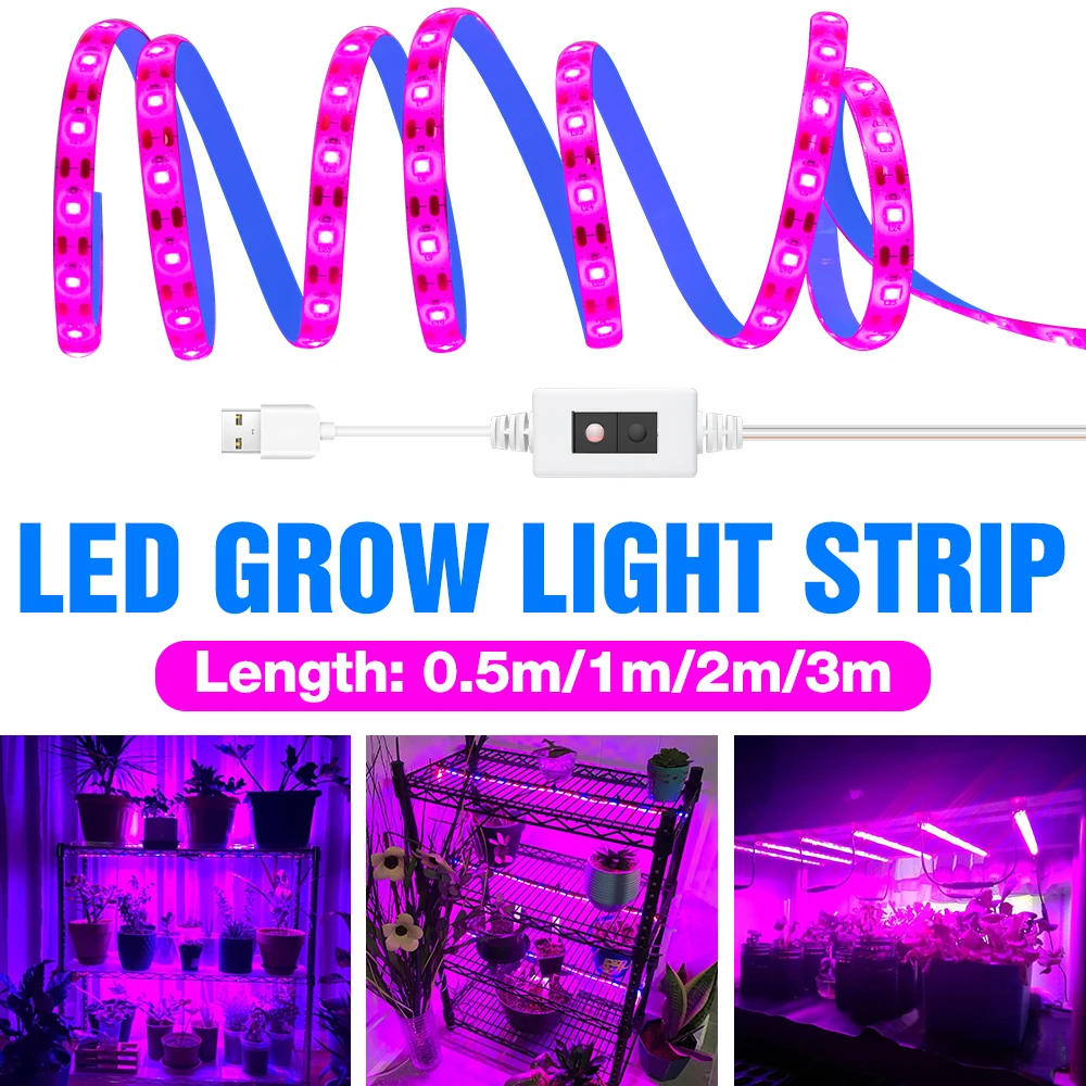 Usb led phyto lâmpada espectro completo crescer luz plantas lâmpada uv para mudas de efeito estufa flores sementes cultivo led luz tira