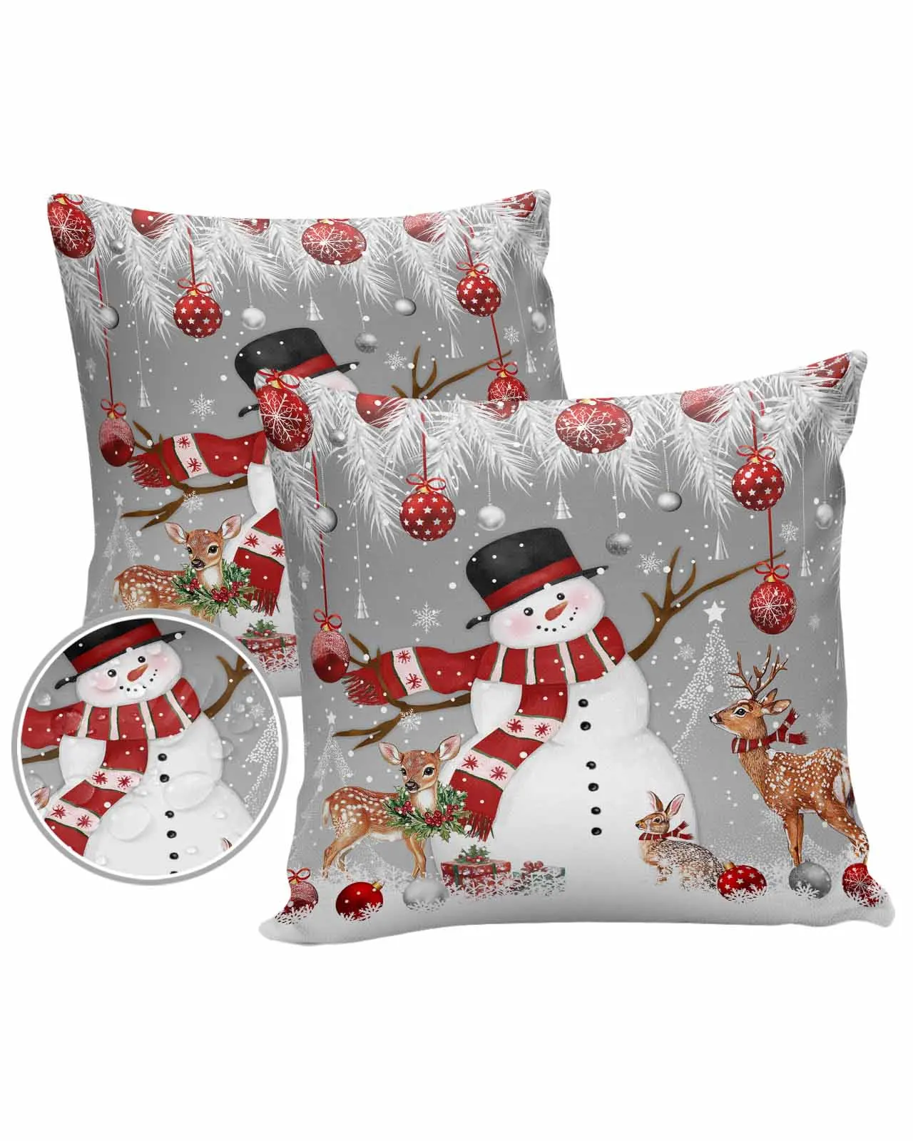 2/4PCS Christmas Snowman Deer Decorative Sofa Throw Pillow Cover Case Garden Patio Cushion Covers