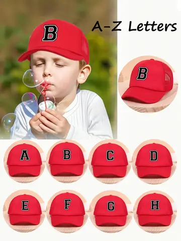 1pc children's letter A-Z sunshade baseball cap, spring and summer mesh breathable truck driver cap suitable for outdoor