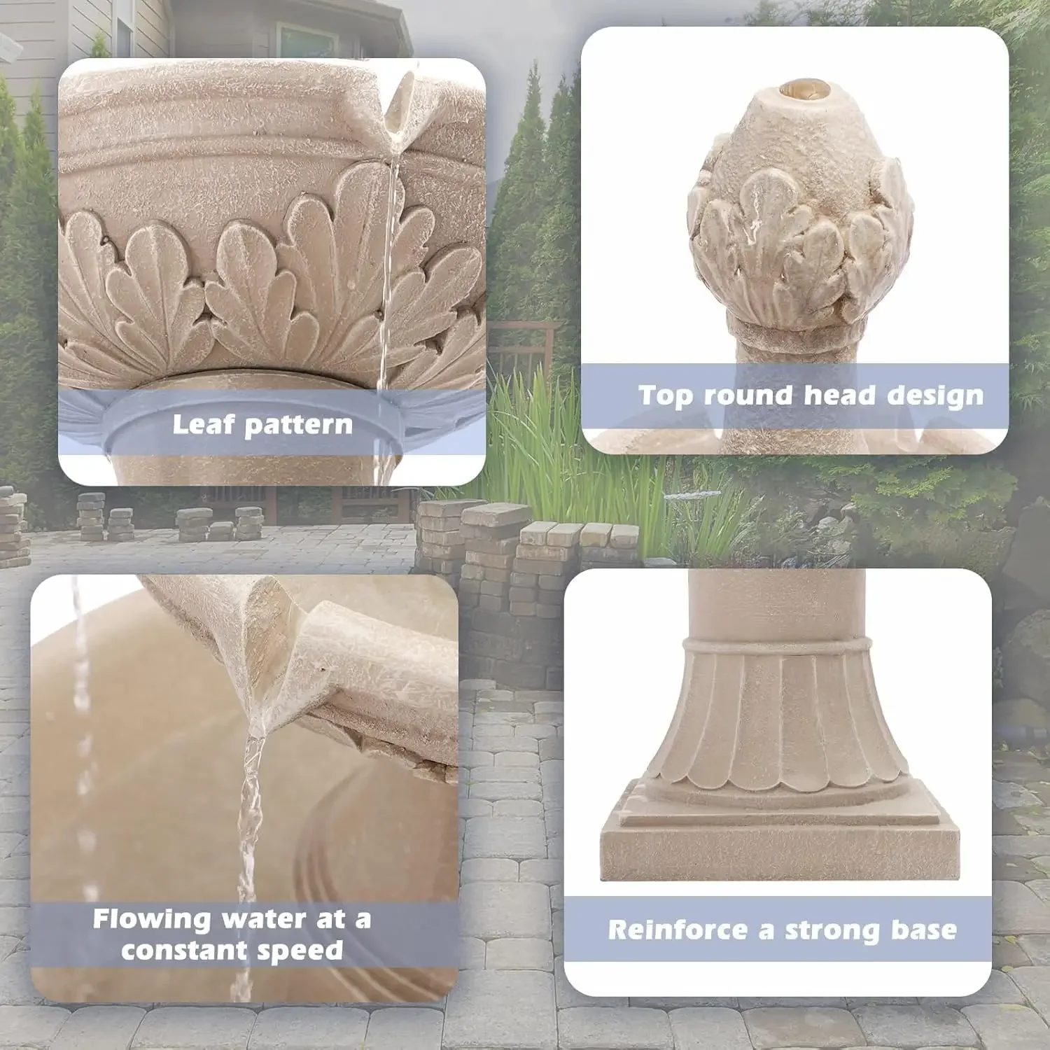 [عرض لفترة محدودة، اليوم فقط! ] نوافير وشلالات خارجية، نافورة شلال أرضية فقاعية مقاس 48.4 بوصة ارتفاع مع سطح أناناس أ