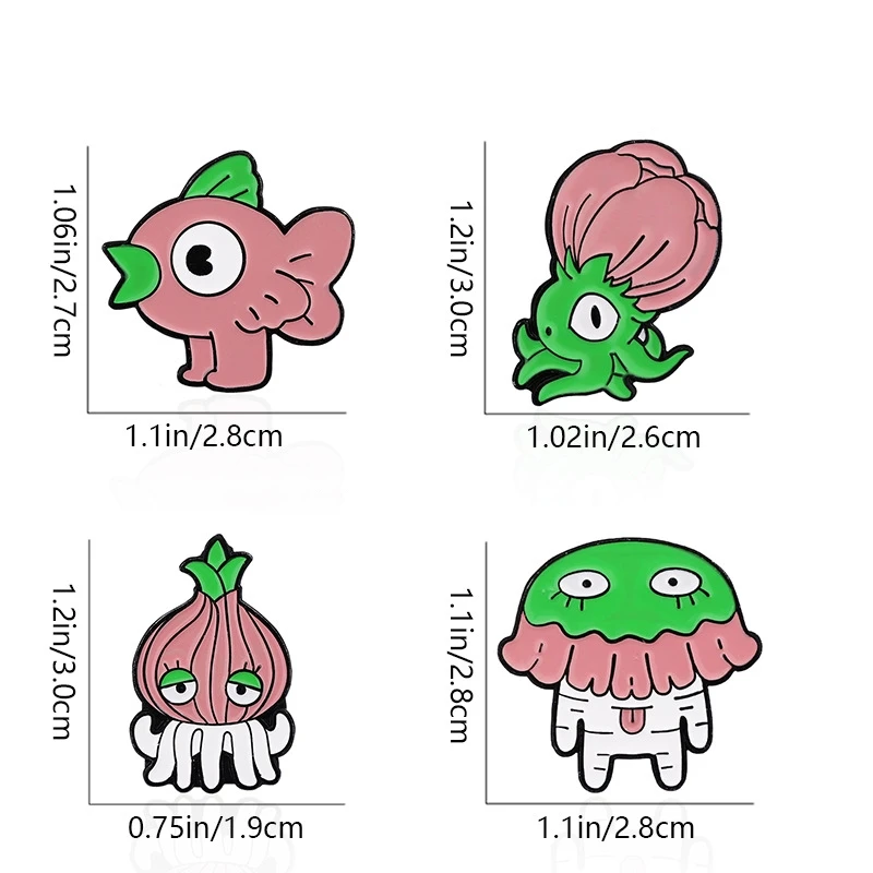 Cute Cartoon Animal Enamel Brooch Creative Bird Fish Onion Octopus Jellyfish Dog Lapel Pin Badge Backpack Clothing Accessories