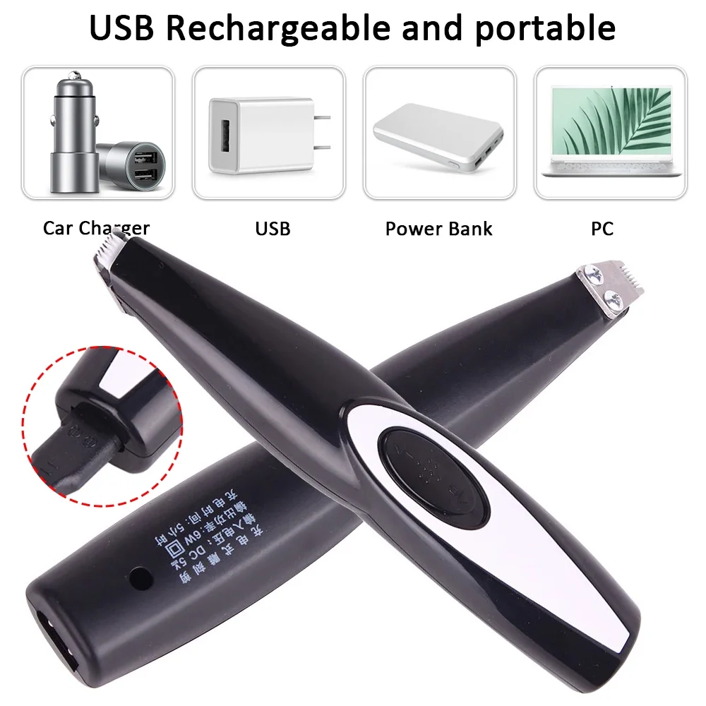 Low-Noise USB Rechargeable Dog Cat Foot Hair Trimmer Pet Grooming Tool Mini Electrical Hair Clipper Shaving Trimming Machine