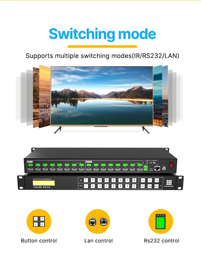 Conmutador De Matriz Compatible Con Botones Frontales Remotos, Control LAN RS232, Fijo, 4K @ 30hz, 8x8 HD, Gran Oferta